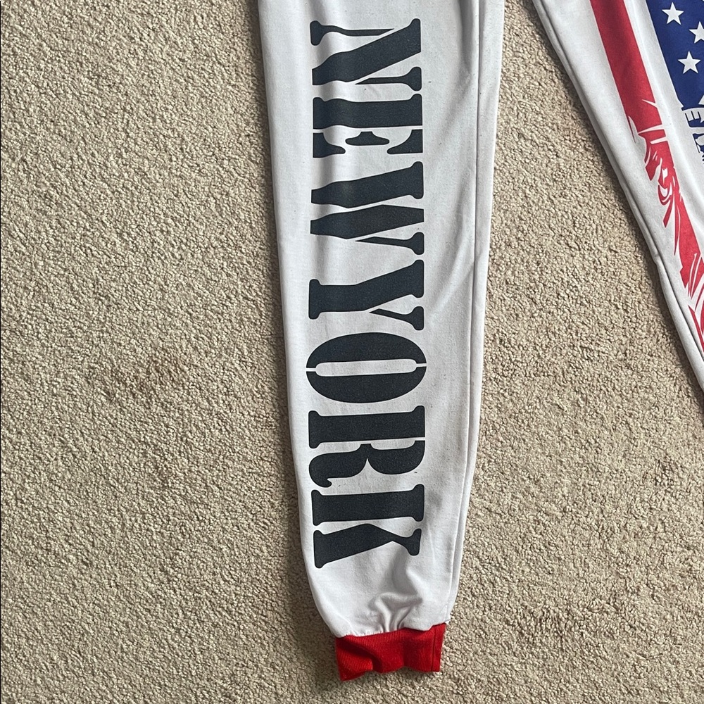 New York Patriotic Jogger Pants - Red, White, and Blue - Picture 3 of 5